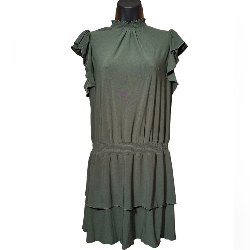 1. State olive green flutter sleeve dress size medium
